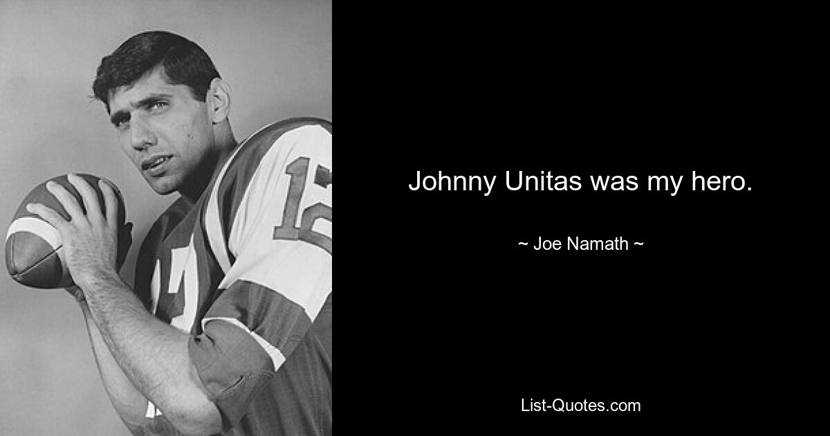 Johnny Unitas was my hero. — © Joe Namath