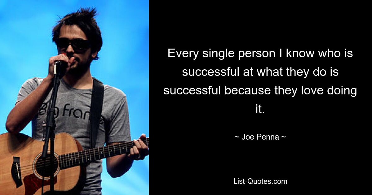 Every single person I know who is successful at what they do is successful because they love doing it. — © Joe Penna