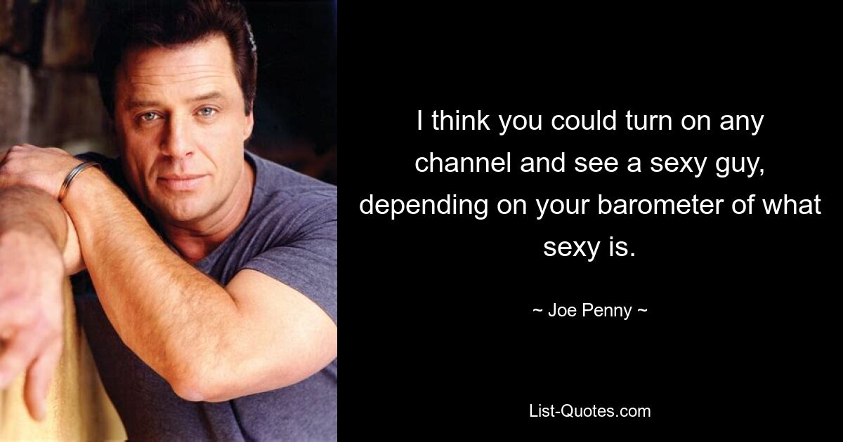 I think you could turn on any channel and see a sexy guy, depending on your barometer of what sexy is. — © Joe Penny