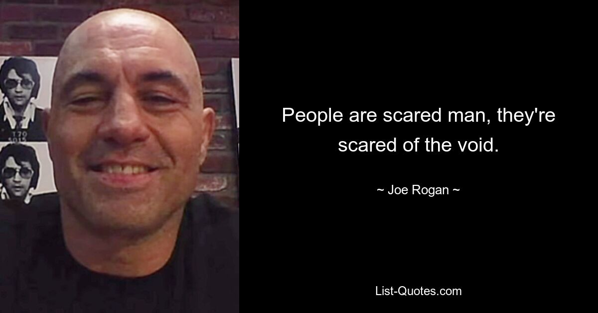 People are scared man, they're scared of the void. — © Joe Rogan