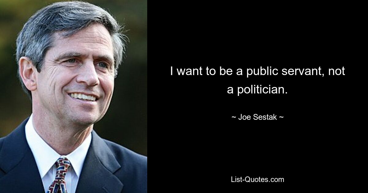 I want to be a public servant, not a politician. — © Joe Sestak