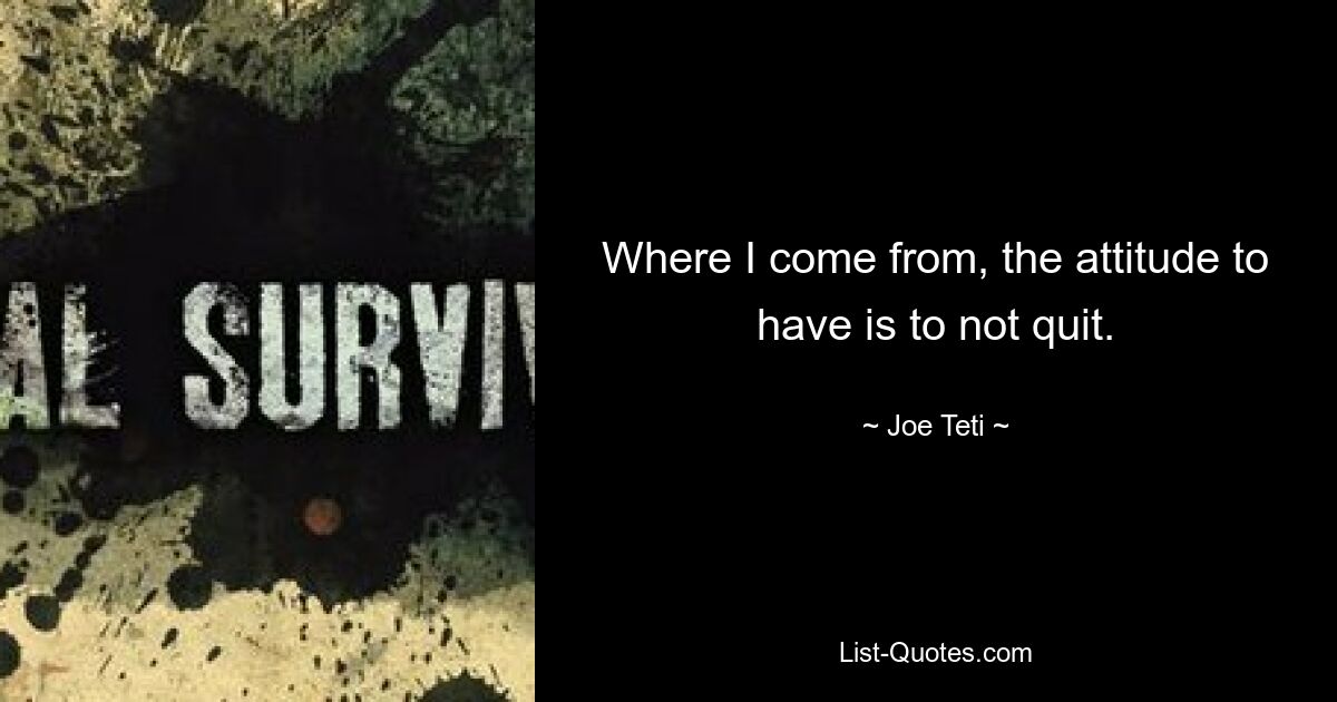 Where I come from, the attitude to have is to not quit. — © Joe Teti