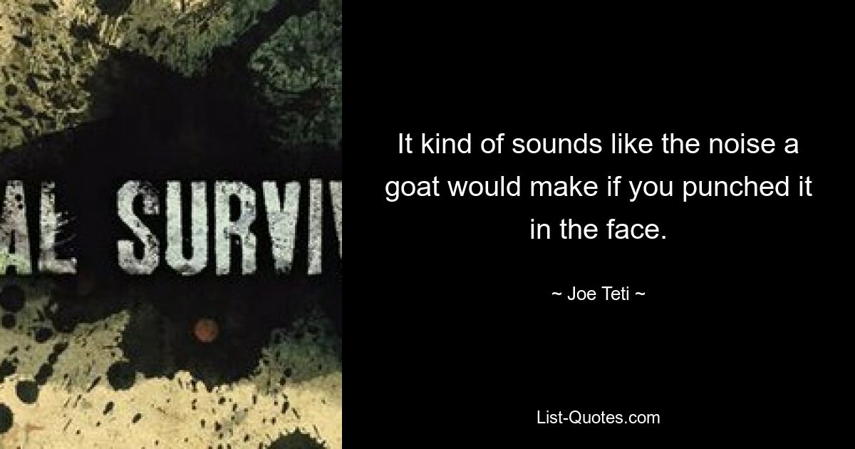 It kind of sounds like the noise a goat would make if you punched it in the face. — © Joe Teti