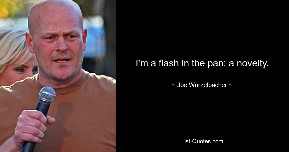 I'm a flash in the pan: a novelty. — © Joe Wurzelbacher