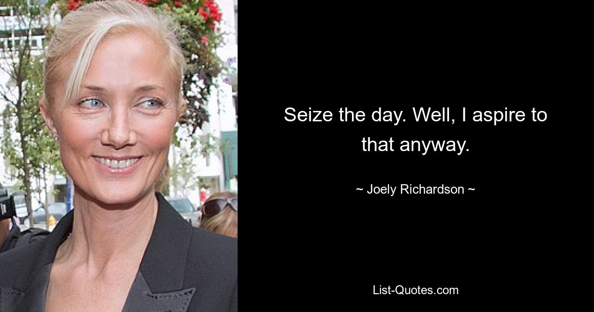 Seize the day. Well, I aspire to that anyway. — © Joely Richardson