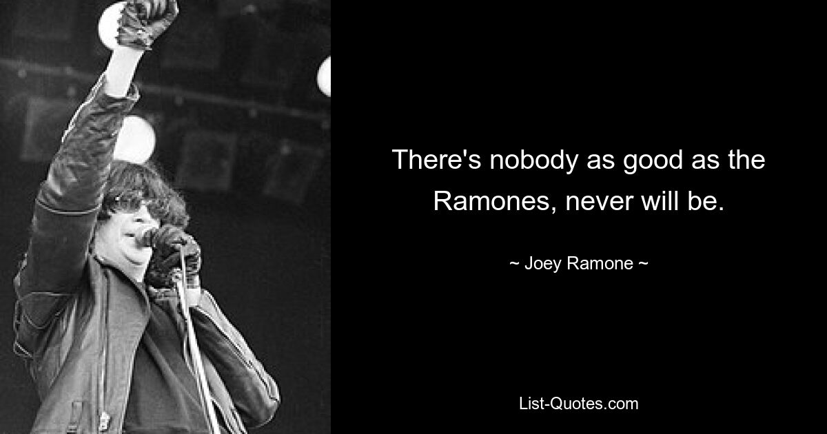 There's nobody as good as the Ramones, never will be. — © Joey Ramone