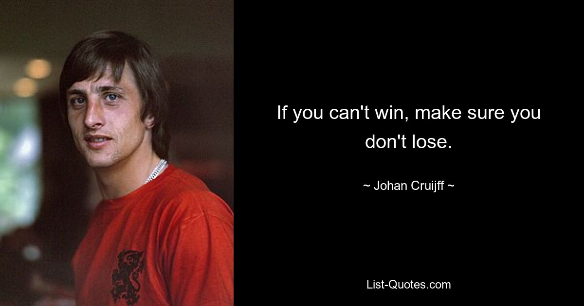 If you can't win, make sure you don't lose. — © Johan Cruijff