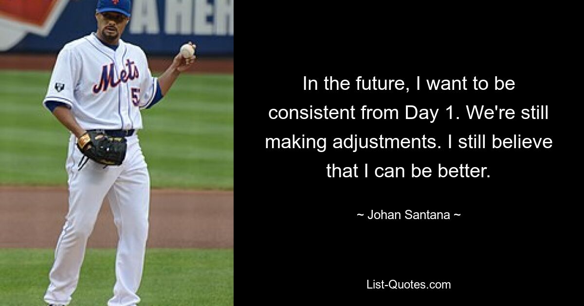 In the future, I want to be consistent from Day 1. We're still making adjustments. I still believe that I can be better. — © Johan Santana