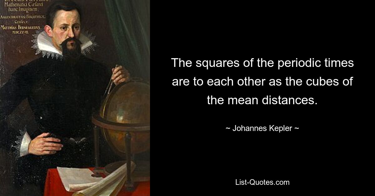 The squares of the periodic times are to each other as the cubes of the mean distances. — © Johannes Kepler