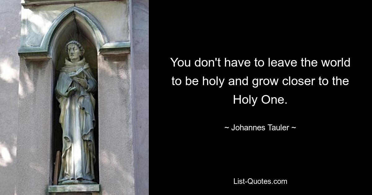 You don't have to leave the world to be holy and grow closer to the Holy One. — © Johannes Tauler