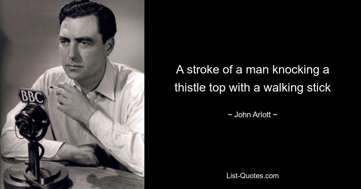 A stroke of a man knocking a thistle top with a walking stick — © John Arlott