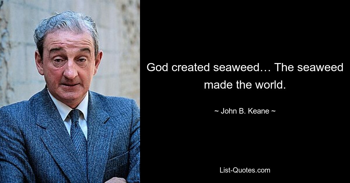 God created seaweed… The seaweed made the world. — © John B. Keane