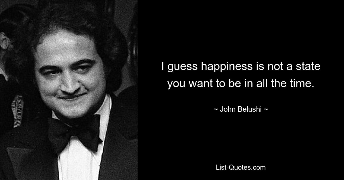 I guess happiness is not a state you want to be in all the time. — © John Belushi