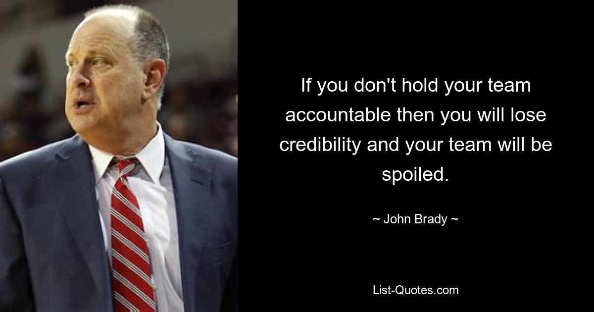 If you don't hold your team accountable then you will lose credibility and your team will be spoiled. — © John Brady