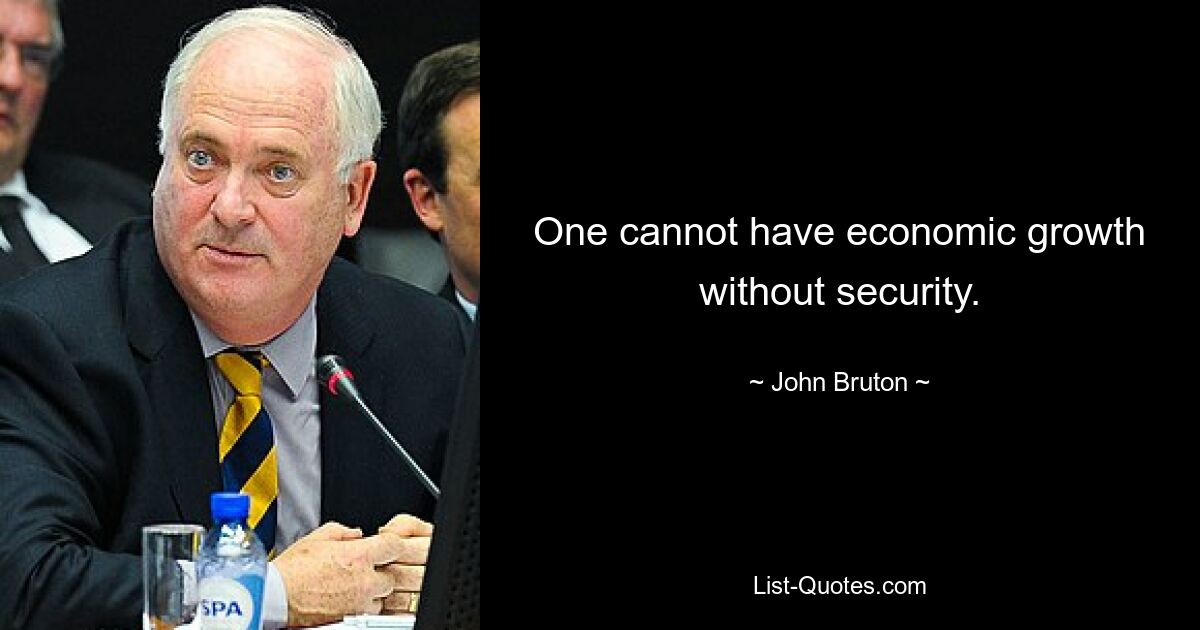 One cannot have economic growth without security. — © John Bruton