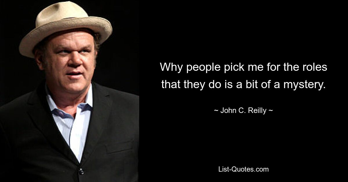 Why people pick me for the roles that they do is a bit of a mystery. — © John C. Reilly