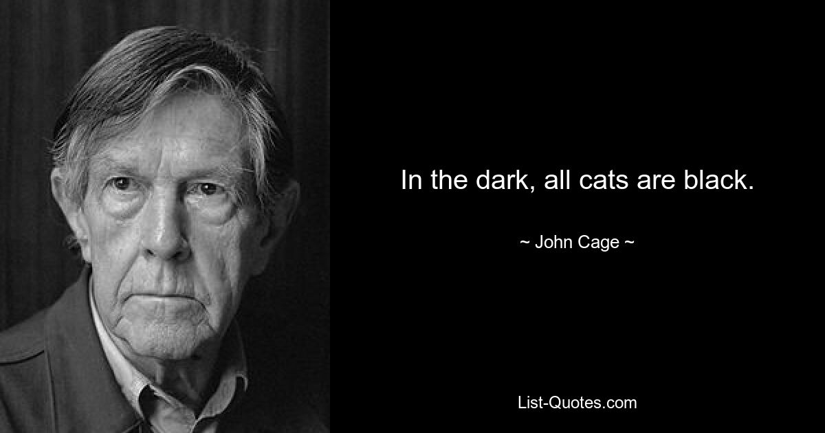 In the dark, all cats are black. — © John Cage