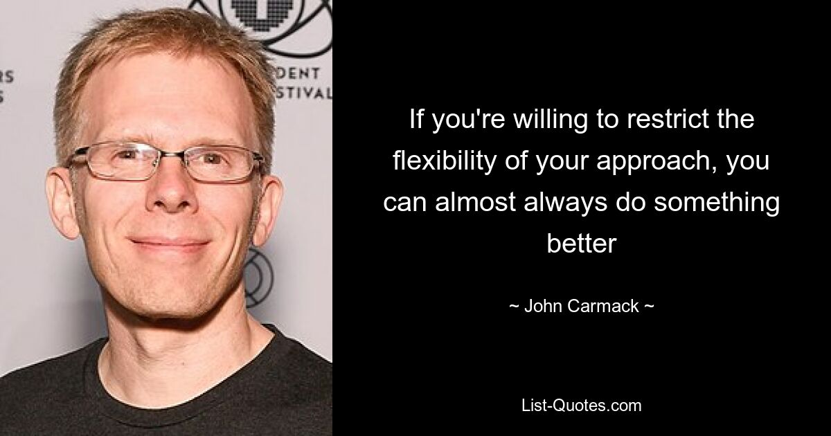 If you're willing to restrict the flexibility of your approach, you can almost always do something better — © John Carmack