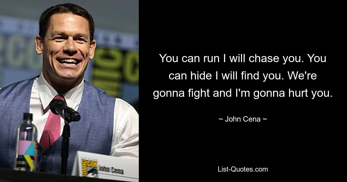 You can run I will chase you. You can hide I will find you. We're gonna fight and I'm gonna hurt you. — © John Cena