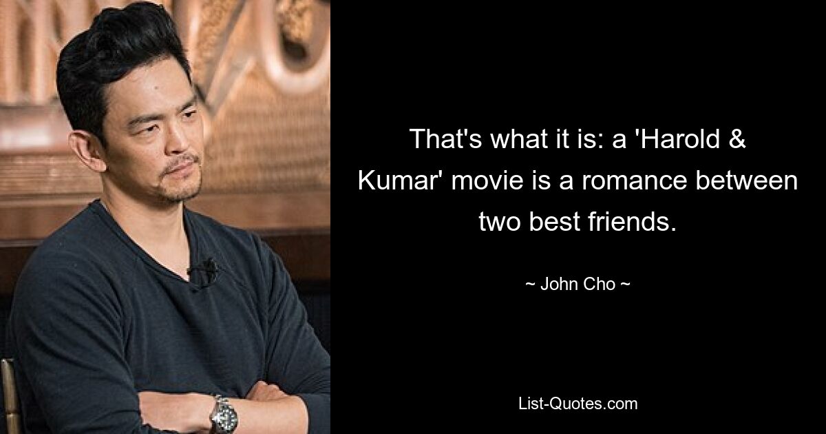 That's what it is: a 'Harold & Kumar' movie is a romance between two best friends. — © John Cho