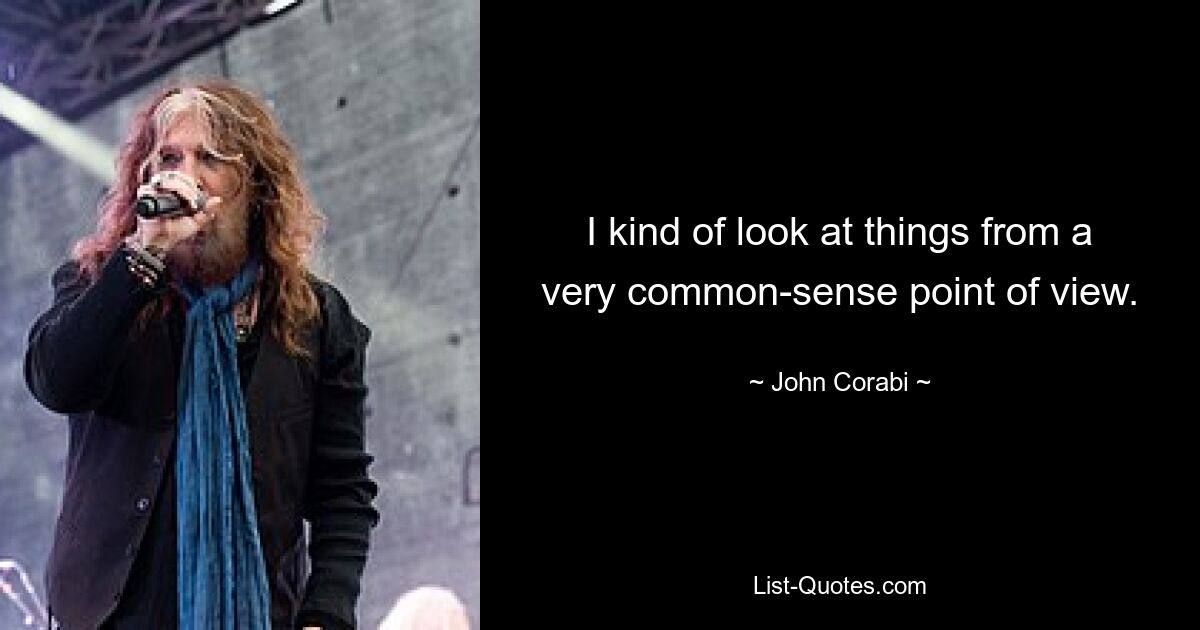 I kind of look at things from a very common-sense point of view. — © John Corabi