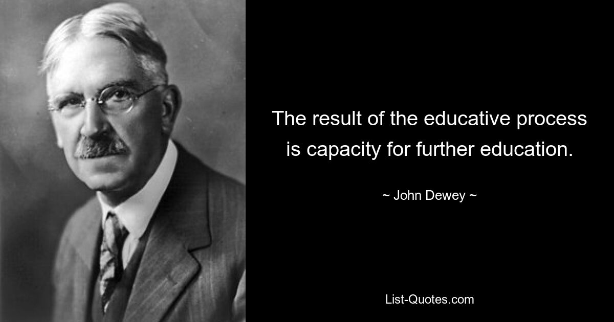 The result of the educative process is capacity for further education. — © John Dewey