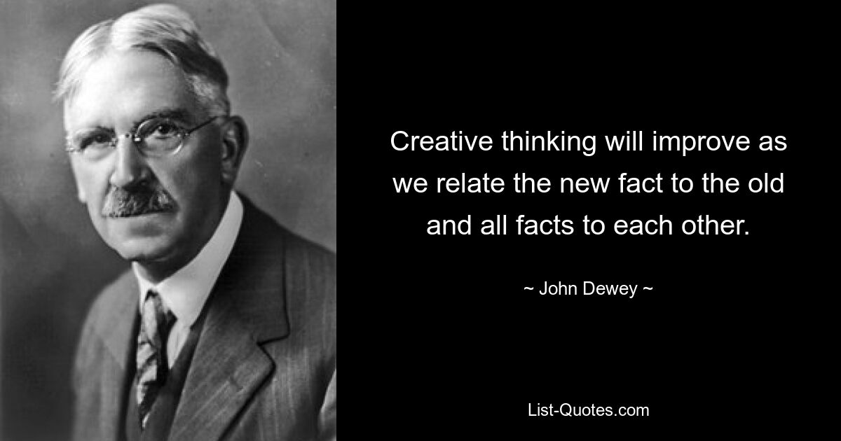 Creative thinking will improve as we relate the new fact to the old and all facts to each other. — © John Dewey