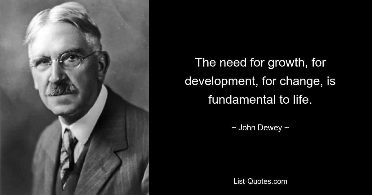 The need for growth, for development, for change, is fundamental to life. — © John Dewey