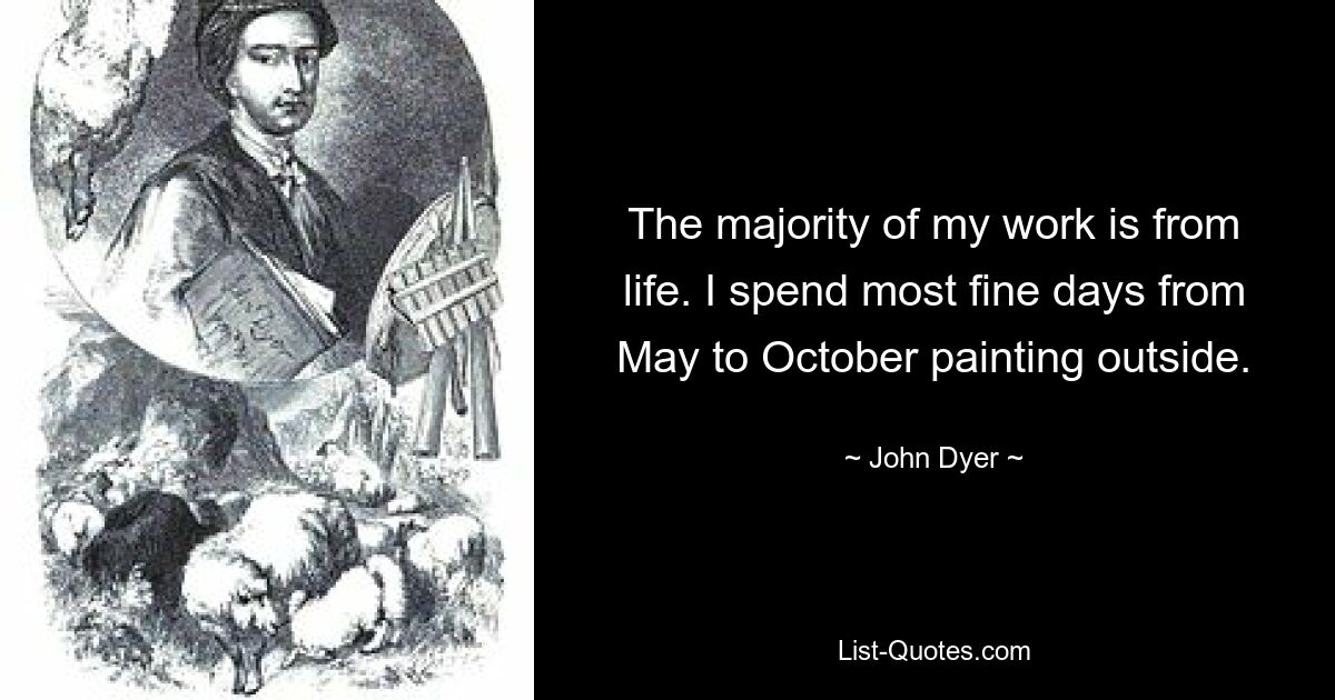 The majority of my work is from life. I spend most fine days from May to October painting outside. — © John Dyer