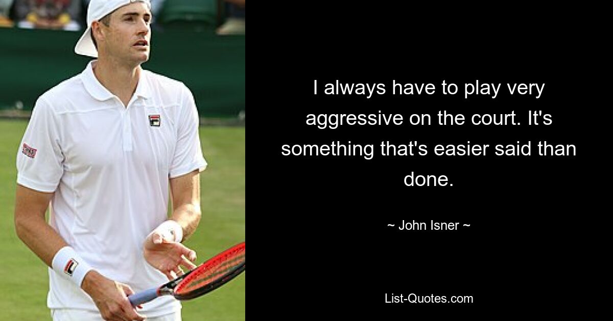 I always have to play very aggressive on the court. It's something that's easier said than done. — © John Isner