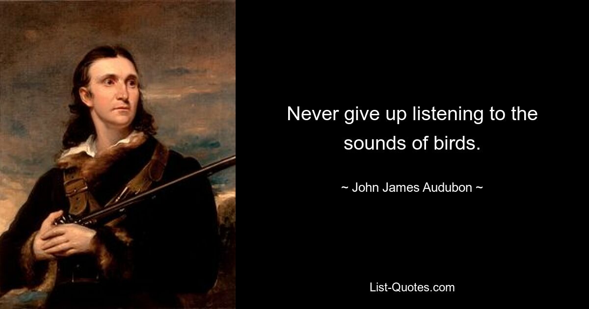 Never give up listening to the sounds of birds. — © John James Audubon