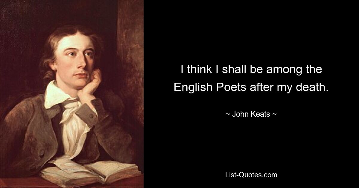 I think I shall be among the English Poets after my death. — © John Keats