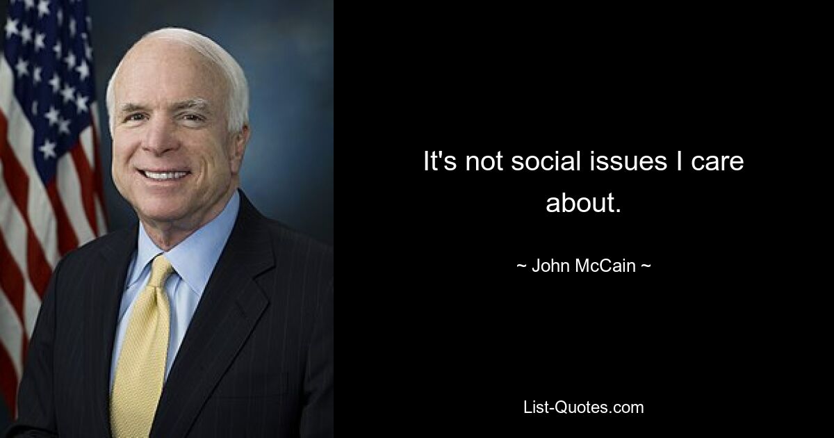 It's not social issues I care about. — © John McCain