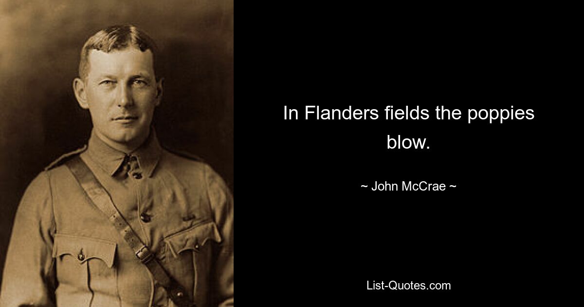 In Flanders fields the poppies blow. — © John McCrae