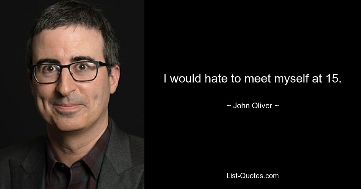 Ich würde es hassen, mich mit 15 wiederzusehen. — © John Oliver