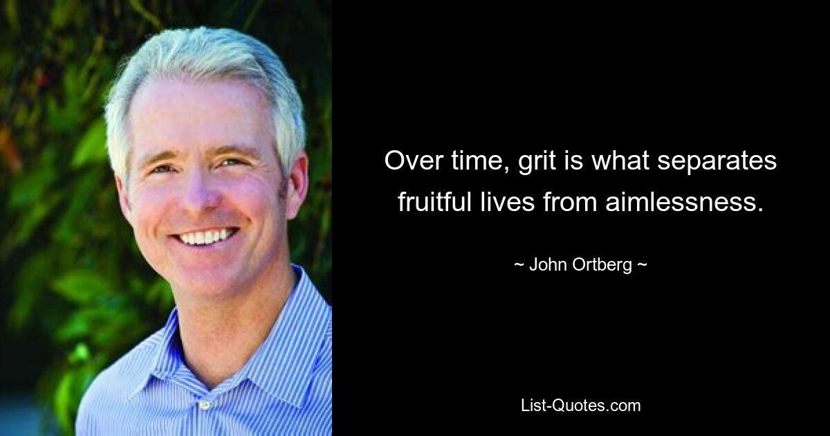 Over time, grit is what separates fruitful lives from aimlessness. — © John Ortberg