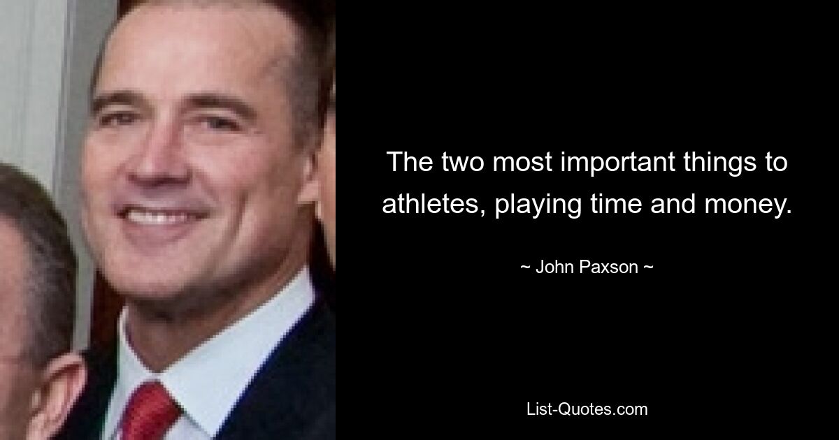 The two most important things to athletes, playing time and money. — © John Paxson