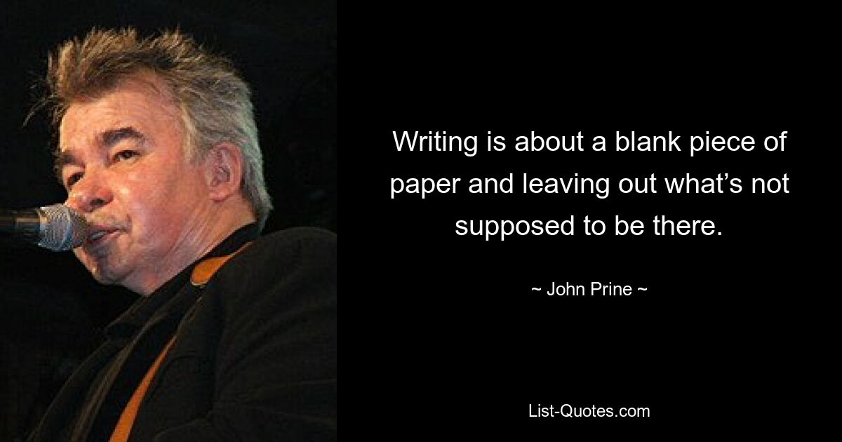 Beim Schreiben geht es um ein leeres Blatt Papier und das Weglassen dessen, was dort nicht sein sollte. — © John Prine