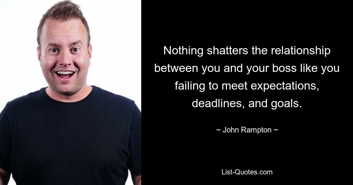 Nothing shatters the relationship between you and your boss like you failing to meet expectations, deadlines, and goals. — © John Rampton