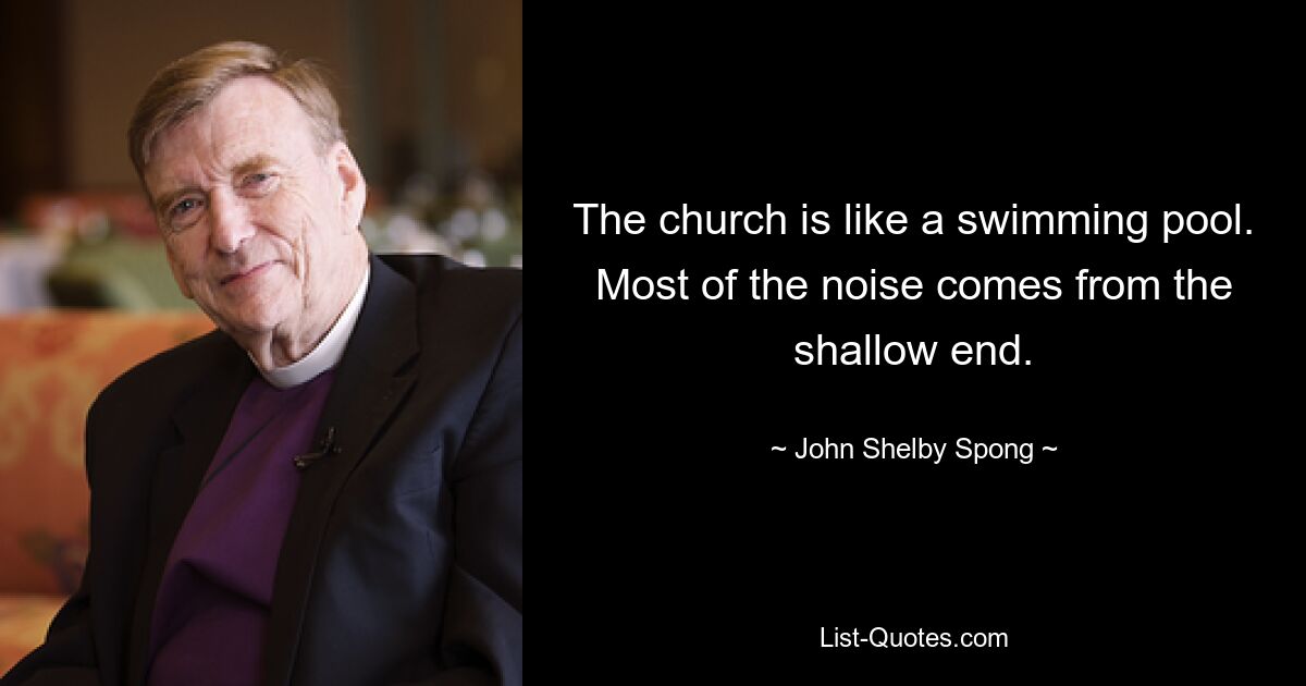 The church is like a swimming pool. Most of the noise comes from the shallow end. — © John Shelby Spong