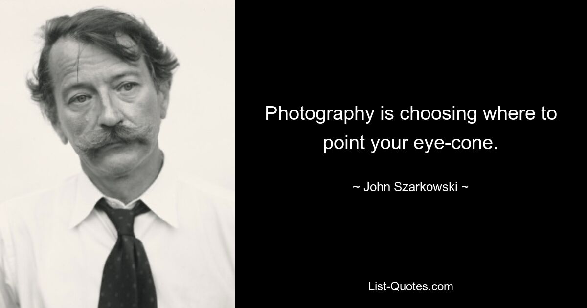 Photography is choosing where to point your eye-cone. — © John Szarkowski