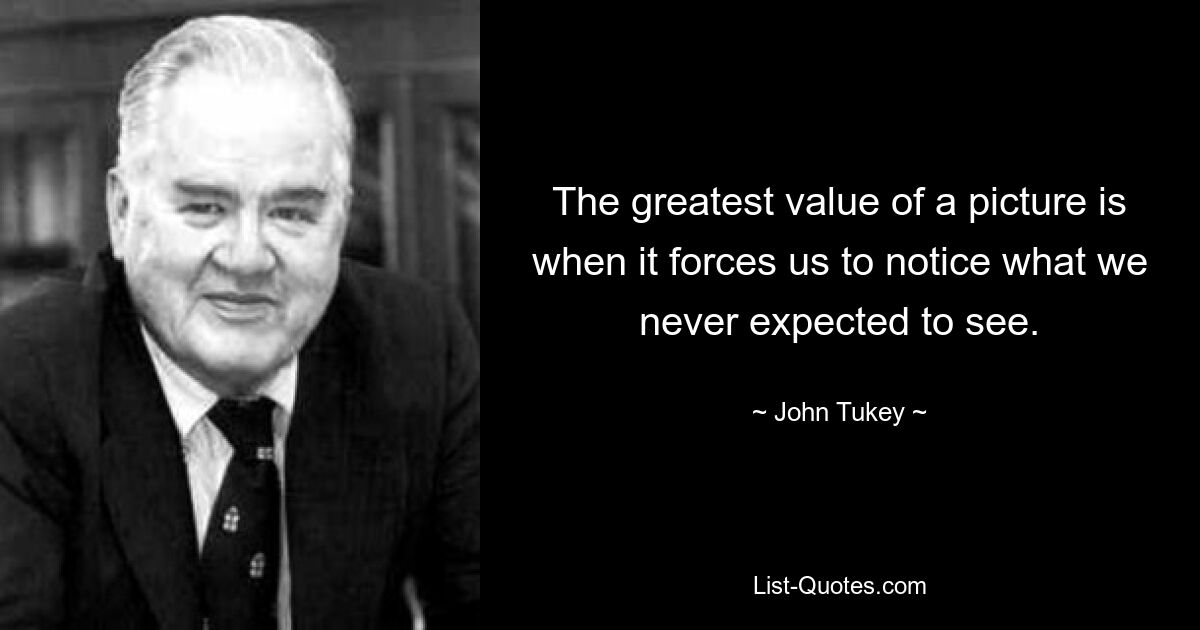 The greatest value of a picture is when it forces us to notice what we never expected to see. — © John Tukey