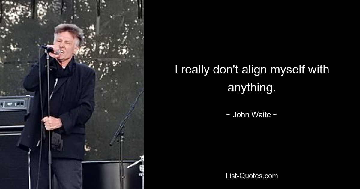 I really don't align myself with anything. — © John Waite