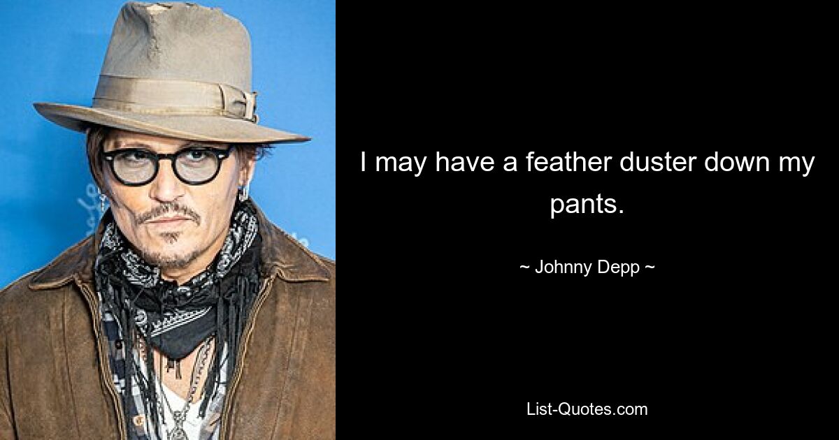 I may have a feather duster down my pants. — © Johnny Depp