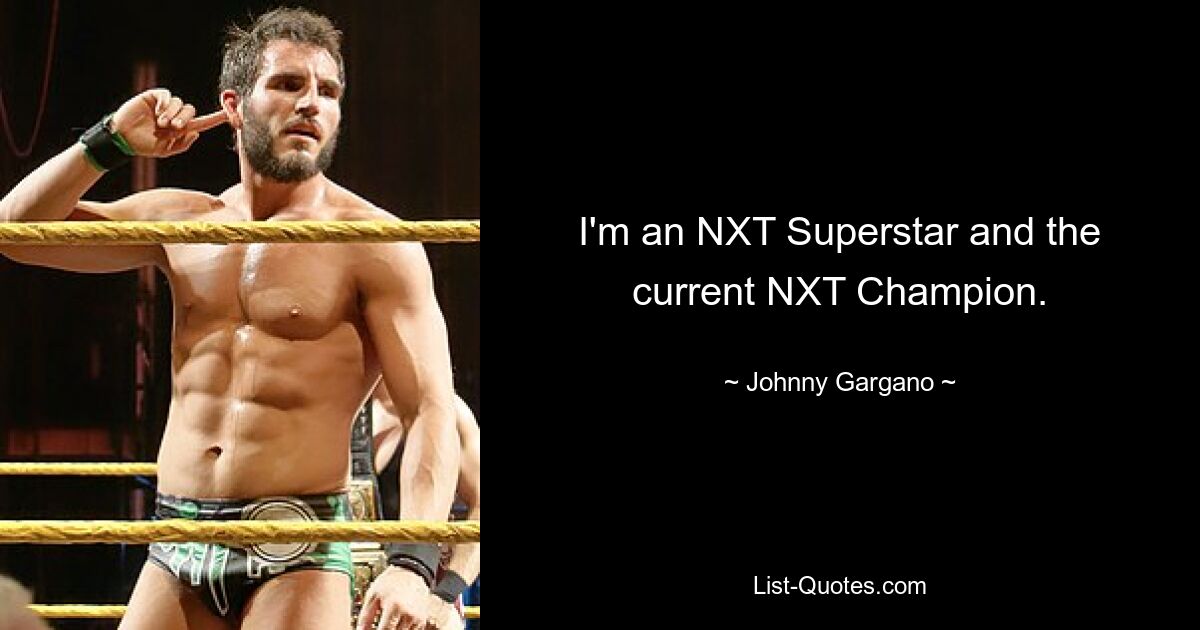 I'm an NXT Superstar and the current NXT Champion. — © Johnny Gargano