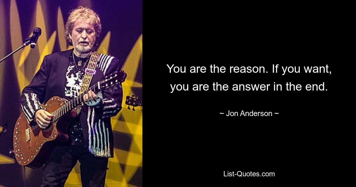 You are the reason. If you want, you are the answer in the end. — © Jon Anderson