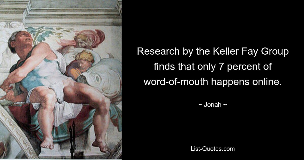 Research by the Keller Fay Group finds that only 7 percent of word-of-mouth happens online. — © Jonah