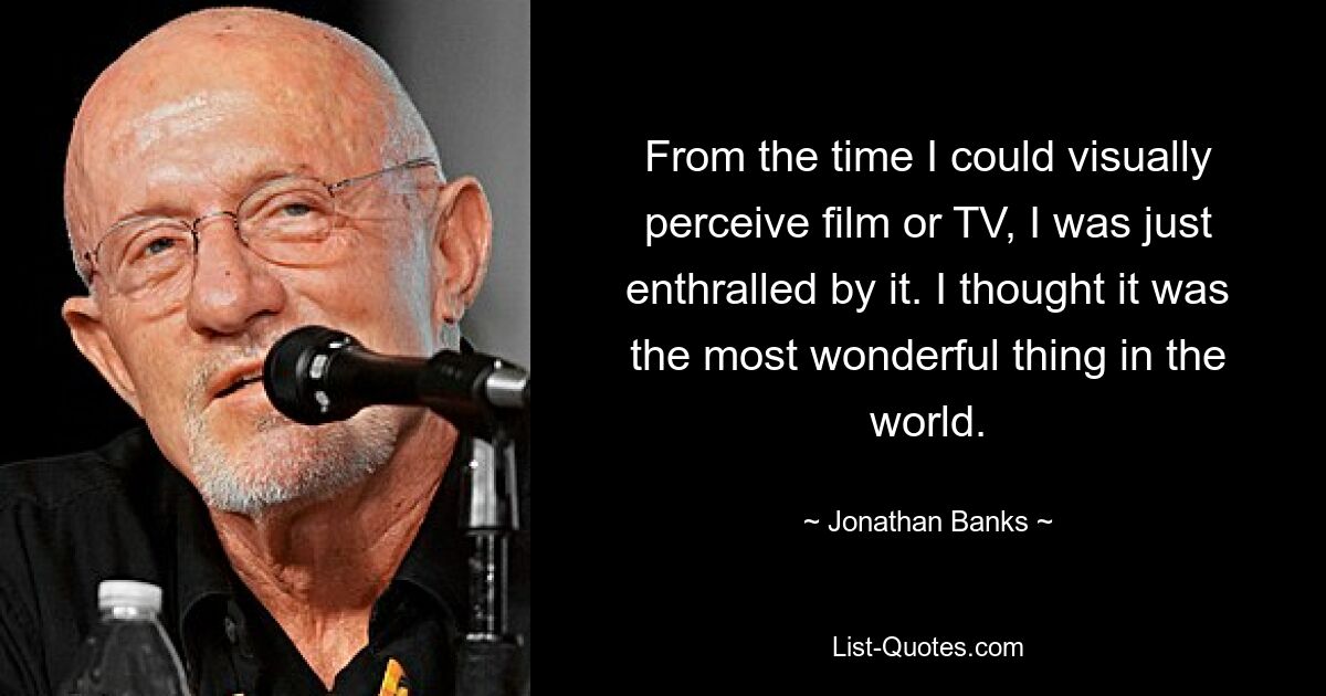 From the time I could visually perceive film or TV, I was just enthralled by it. I thought it was the most wonderful thing in the world. — © Jonathan Banks