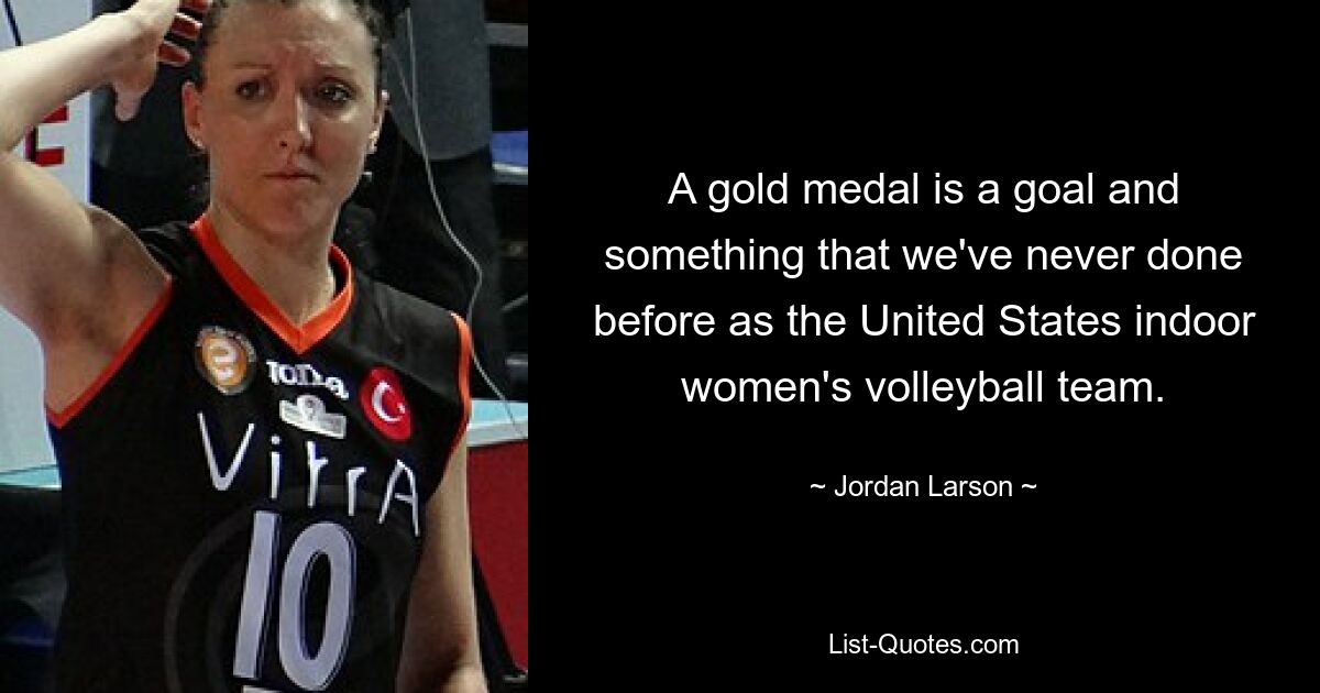 A gold medal is a goal and something that we've never done before as the United States indoor women's volleyball team. — © Jordan Larson