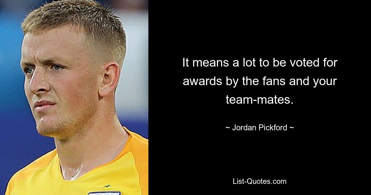 It means a lot to be voted for awards by the fans and your team-mates. — © Jordan Pickford